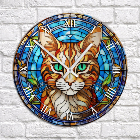 Cat Bengal Suncatcher Effect Clock